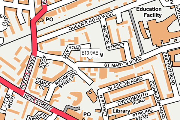 E13 9AE map - OS OpenMap – Local (Ordnance Survey)