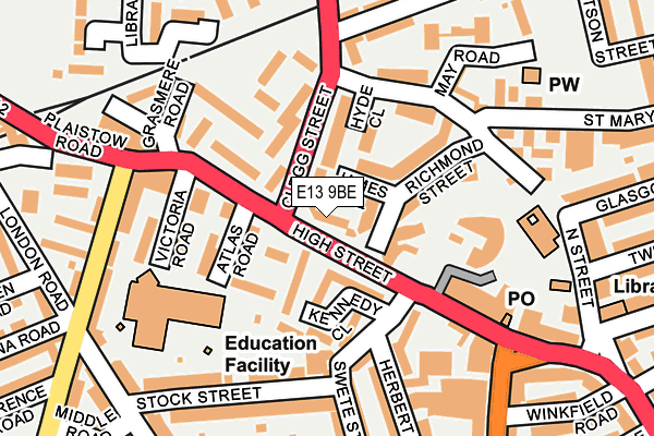E13 9BE map - OS OpenMap – Local (Ordnance Survey)