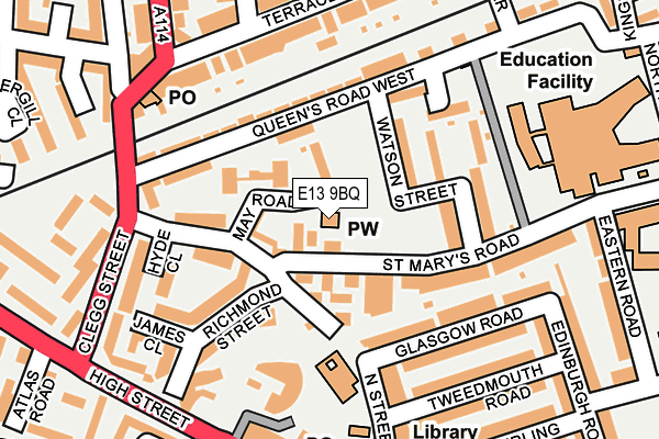 E13 9BQ map - OS OpenMap – Local (Ordnance Survey)