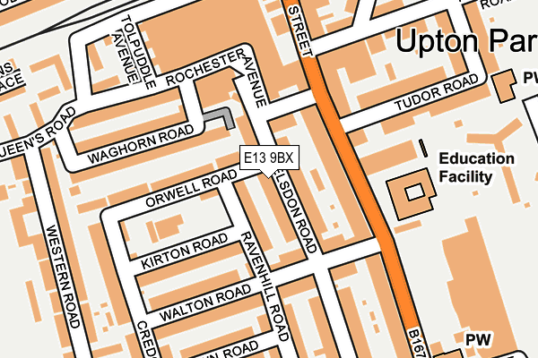 E13 9BX map - OS OpenMap – Local (Ordnance Survey)