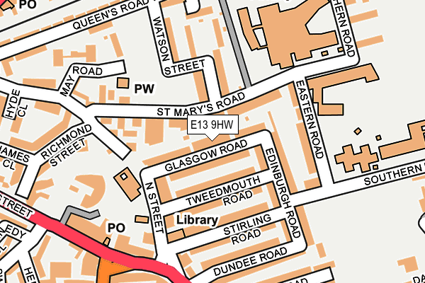 E13 9HW map - OS OpenMap – Local (Ordnance Survey)