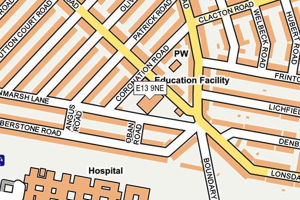 E13 9NE map - OS OpenMap – Local (Ordnance Survey)