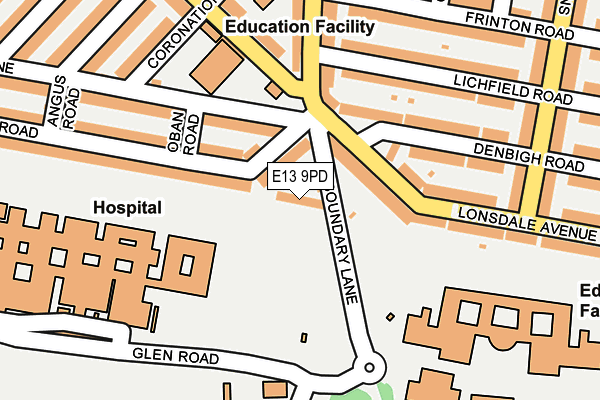 E13 9PD map - OS OpenMap – Local (Ordnance Survey)