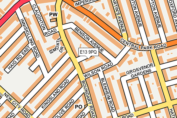 E13 9PQ map - OS OpenMap – Local (Ordnance Survey)