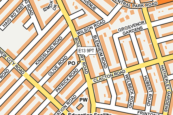 E13 9PT map - OS OpenMap – Local (Ordnance Survey)