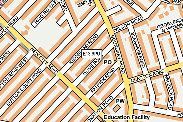 E13 9PU map - OS OpenMap – Local (Ordnance Survey)