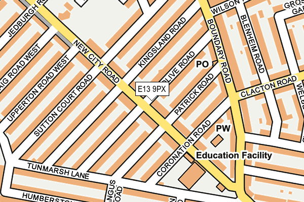 E13 9PX map - OS OpenMap – Local (Ordnance Survey)