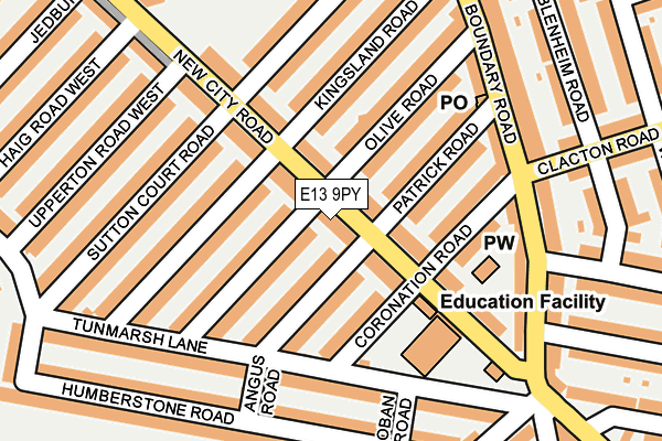 E13 9PY map - OS OpenMap – Local (Ordnance Survey)