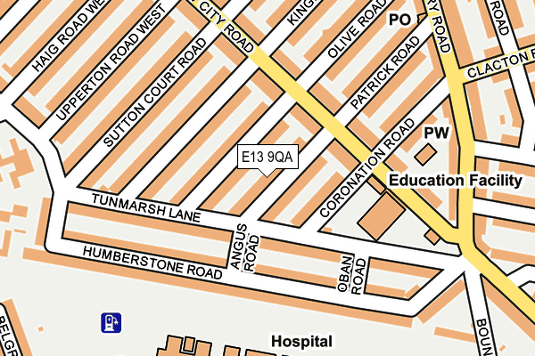 E13 9QA map - OS OpenMap – Local (Ordnance Survey)