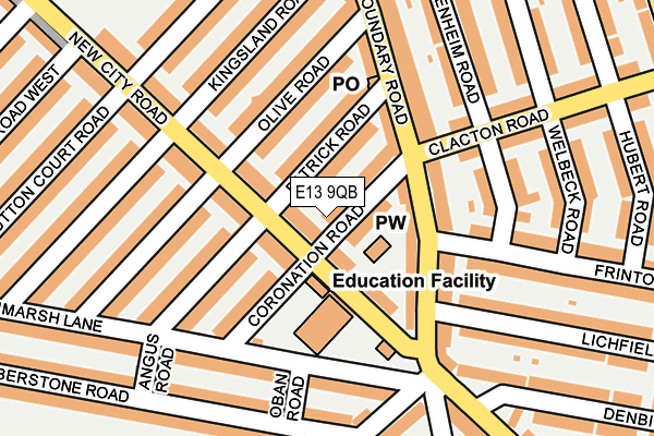 E13 9QB map - OS OpenMap – Local (Ordnance Survey)