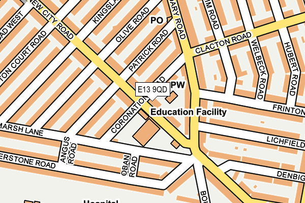 E13 9QD map - OS OpenMap – Local (Ordnance Survey)