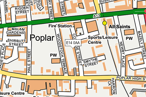 E14 0AA map - OS OpenMap – Local (Ordnance Survey)