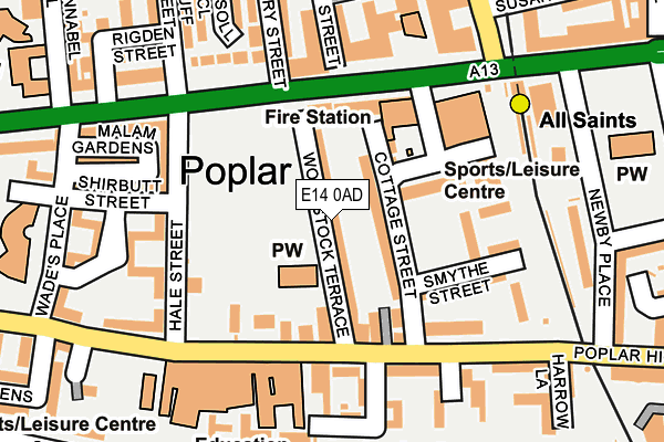 E14 0AD map - OS OpenMap – Local (Ordnance Survey)