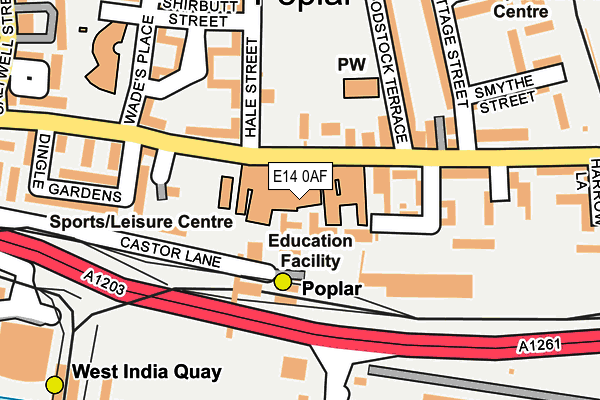 E14 0AF map - OS OpenMap – Local (Ordnance Survey)