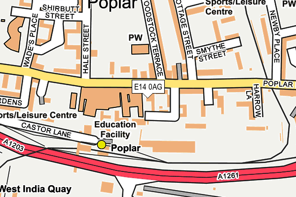 E14 0AG map - OS OpenMap – Local (Ordnance Survey)