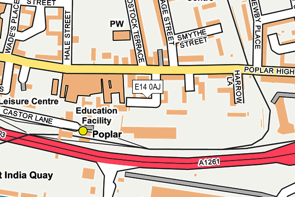 E14 0AJ map - OS OpenMap – Local (Ordnance Survey)