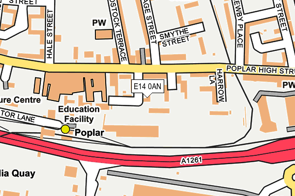 E14 0AN map - OS OpenMap – Local (Ordnance Survey)