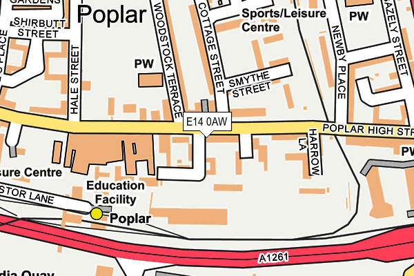 E14 0AW map - OS OpenMap – Local (Ordnance Survey)