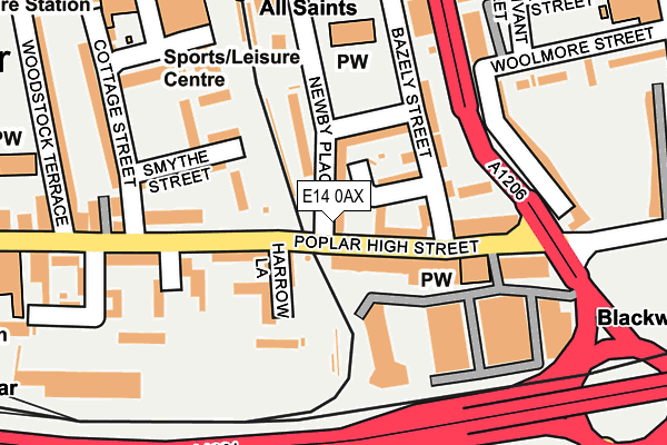 E14 0AX map - OS OpenMap – Local (Ordnance Survey)