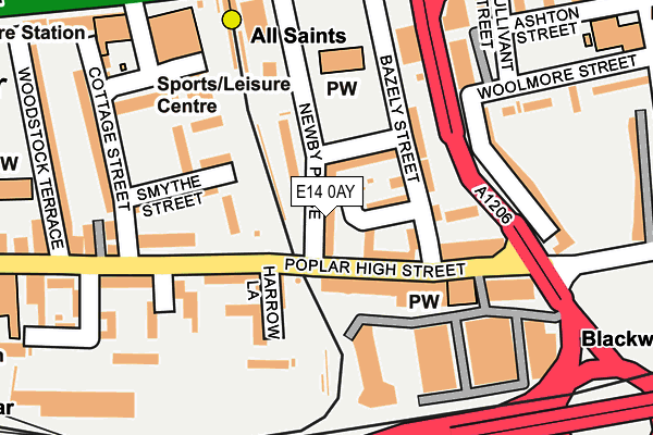 E14 0AY map - OS OpenMap – Local (Ordnance Survey)