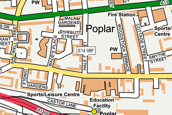 E14 0BF map - OS OpenMap – Local (Ordnance Survey)