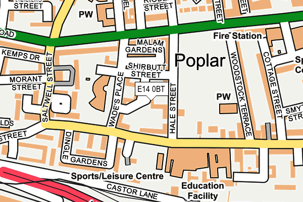 E14 0BT map - OS OpenMap – Local (Ordnance Survey)