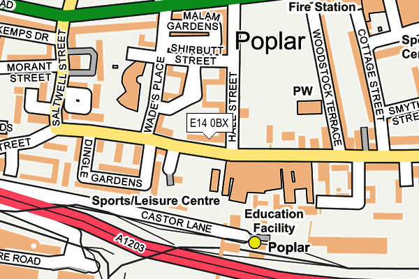 E14 0BX map - OS OpenMap – Local (Ordnance Survey)