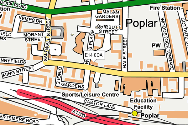 E14 0DA map - OS OpenMap – Local (Ordnance Survey)