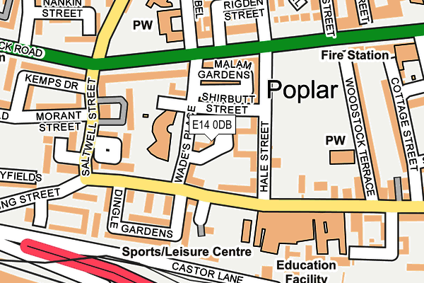 E14 0DB map - OS OpenMap – Local (Ordnance Survey)