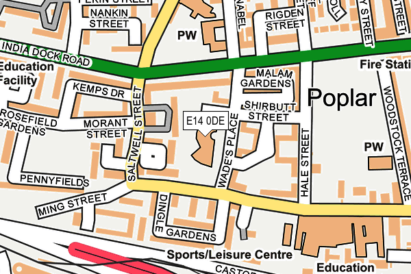 E14 0DE map - OS OpenMap – Local (Ordnance Survey)