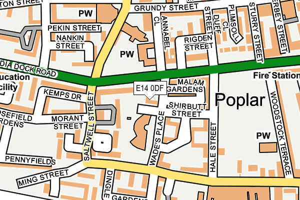 E14 0DF map - OS OpenMap – Local (Ordnance Survey)