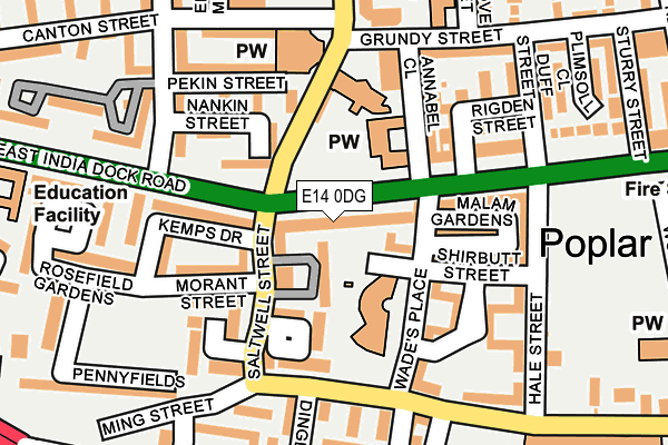 E14 0DG map - OS OpenMap – Local (Ordnance Survey)