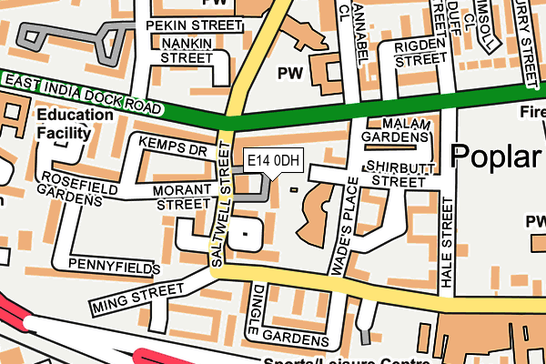 E14 0DH map - OS OpenMap – Local (Ordnance Survey)
