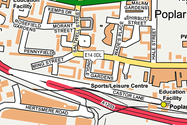 E14 0DL map - OS OpenMap – Local (Ordnance Survey)