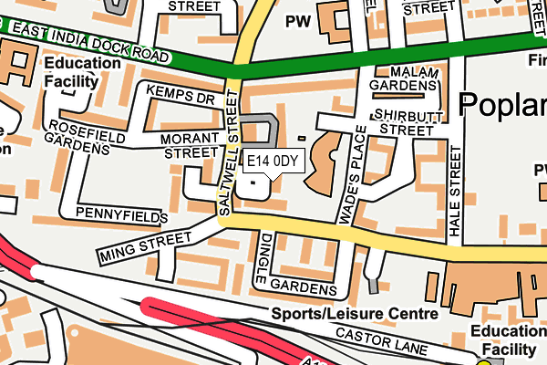 E14 0DY map - OS OpenMap – Local (Ordnance Survey)