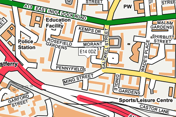 E14 0DZ map - OS OpenMap – Local (Ordnance Survey)