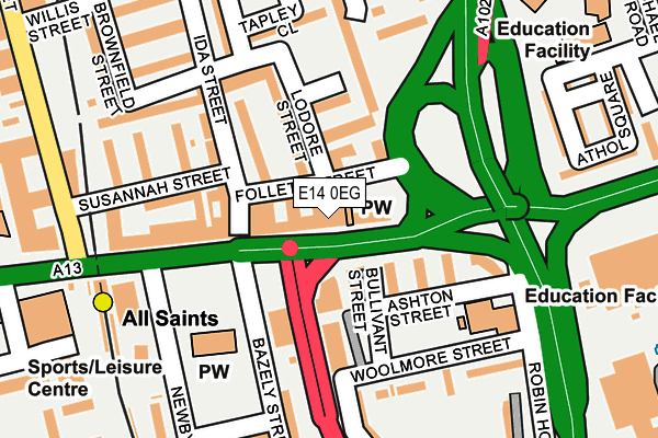 E14 0EG map - OS OpenMap – Local (Ordnance Survey)