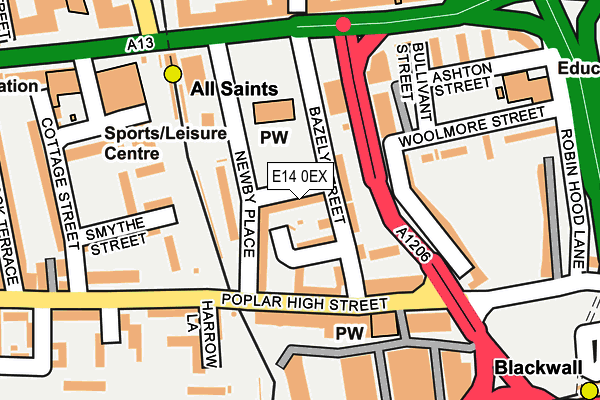 E14 0EX map - OS OpenMap – Local (Ordnance Survey)