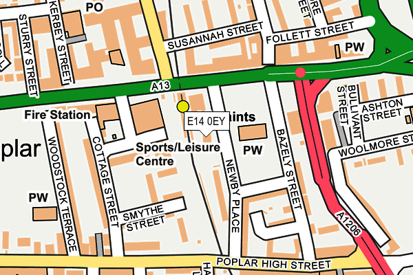 E14 0EY map - OS OpenMap – Local (Ordnance Survey)