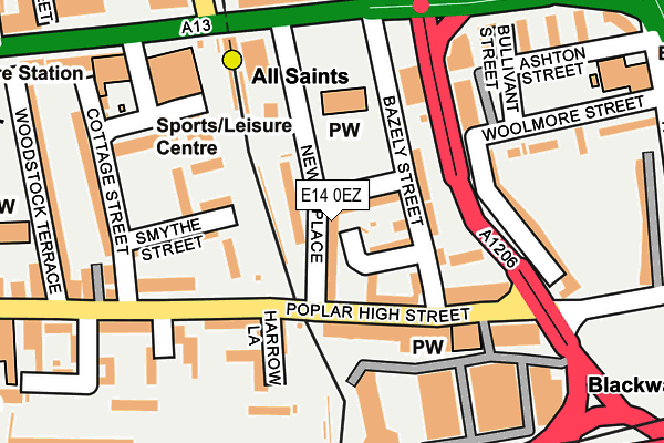 E14 0EZ map - OS OpenMap – Local (Ordnance Survey)