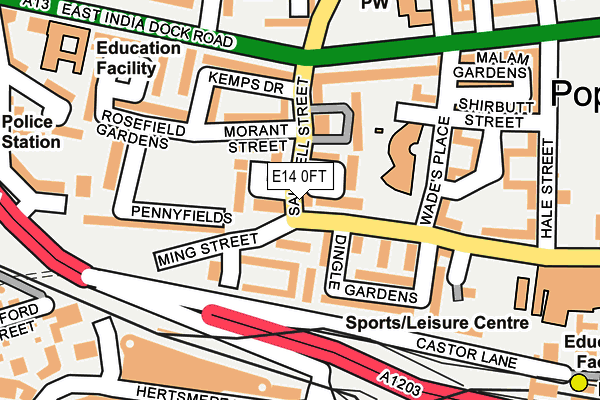 E14 0FT map - OS OpenMap – Local (Ordnance Survey)