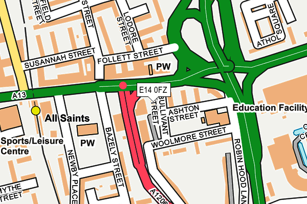 E14 0FZ map - OS OpenMap – Local (Ordnance Survey)