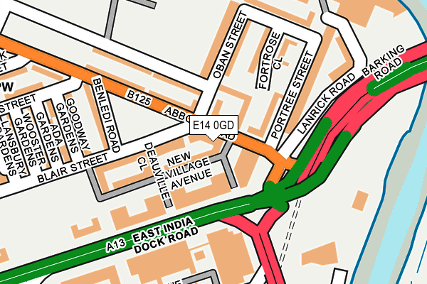 E14 0GD map - OS OpenMap – Local (Ordnance Survey)