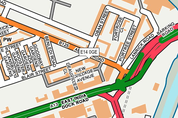 E14 0GE map - OS OpenMap – Local (Ordnance Survey)