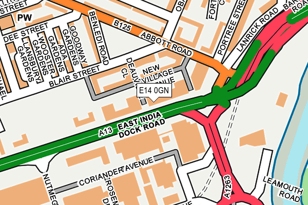 E14 0GN map - OS OpenMap – Local (Ordnance Survey)
