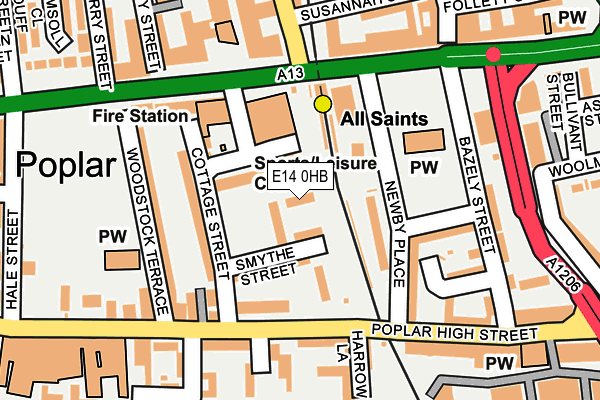 E14 0HB map - OS OpenMap – Local (Ordnance Survey)