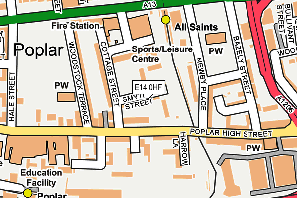 E14 0HF map - OS OpenMap – Local (Ordnance Survey)