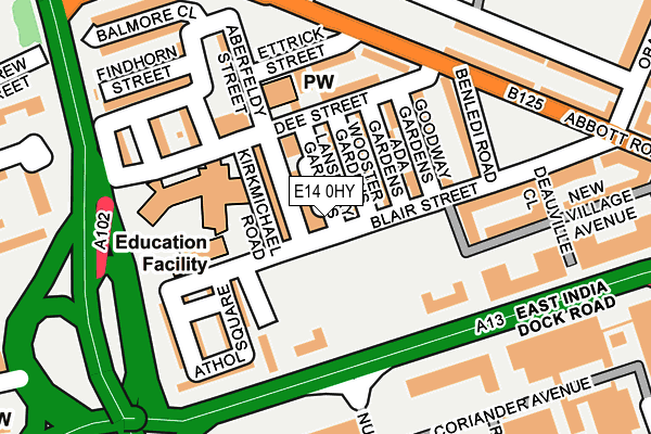 E14 0HY map - OS OpenMap – Local (Ordnance Survey)