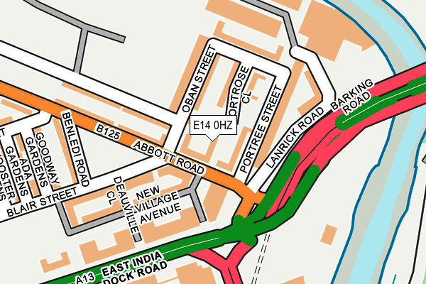 E14 0HZ map - OS OpenMap – Local (Ordnance Survey)