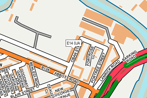 E14 0JA map - OS OpenMap – Local (Ordnance Survey)